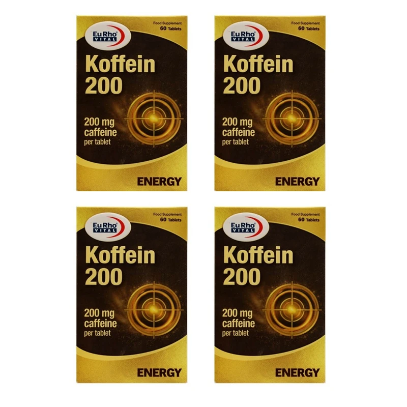 قرص کافئین یوروویتال 200 میلی گرم چهار بسته 60 عددی
