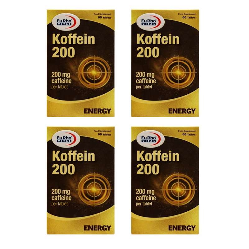 قرص کافئین یوروویتال 200 میلی گرم چهار بسته 60 عددی