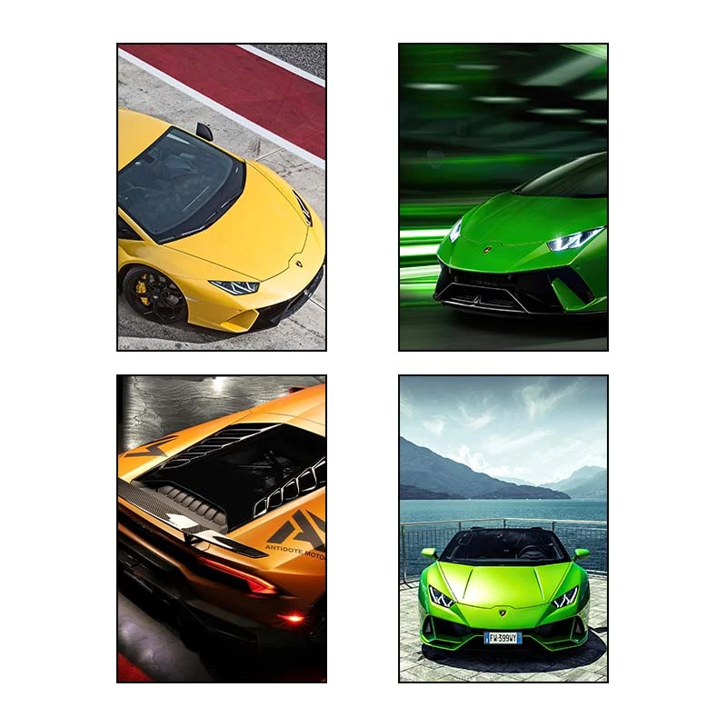 تابلو شاسي کارنيکا طرح Lamborghini Huracan کد 53117 مجموعه 4 عددی