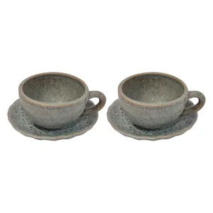 ست فنجان و نعلبکی سرامیکی کد 1301 بسته 2 عددی