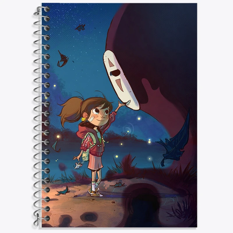 دفتر زبان 50 برگ خندالو مدل سه خط طرح انیمه شهر اشباح (Spirited Away) کد F838