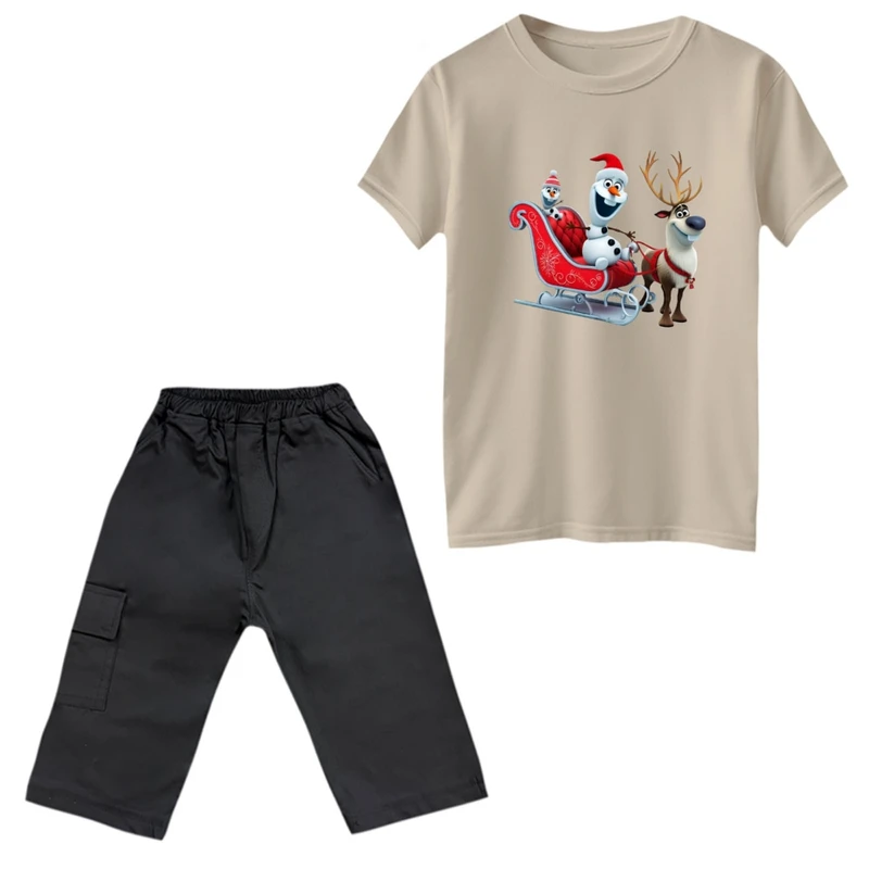 ست تی‌شرت و شلوارک پسرانه مدل فروزن کد 7