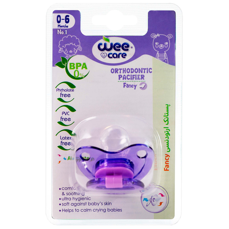 پستانک ارتودنسی وی کر مدل دسته دار fancy شفاف سایز 0-6 ماه کد p107