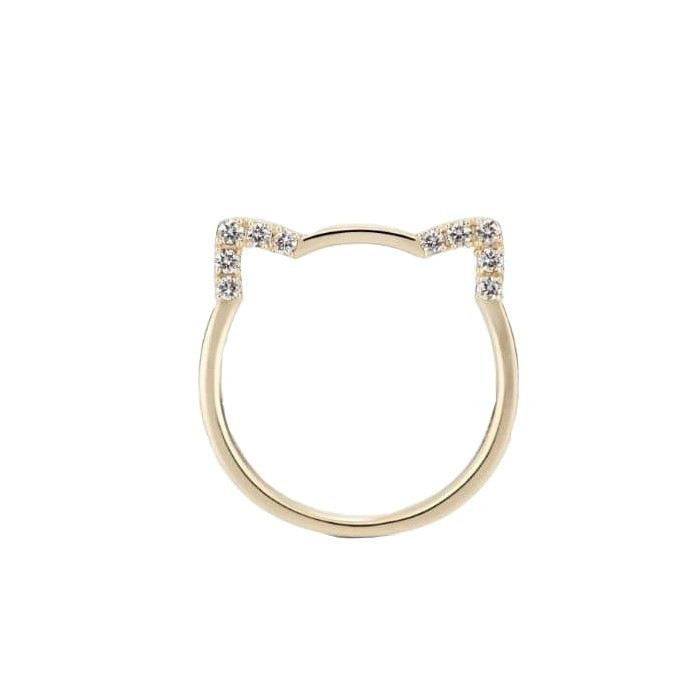 انگشتر طلا 18 عیار زنانه قیراط طرح گربه کد GH404