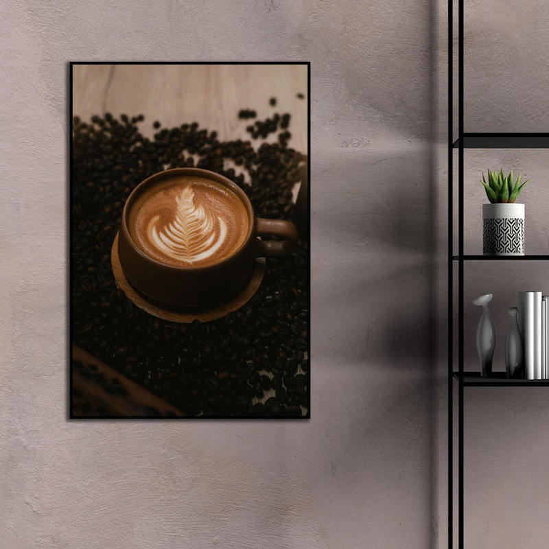 تابلو بکلیت طرح کافه و قهوه مدل B-D2209 فریم مشکی
