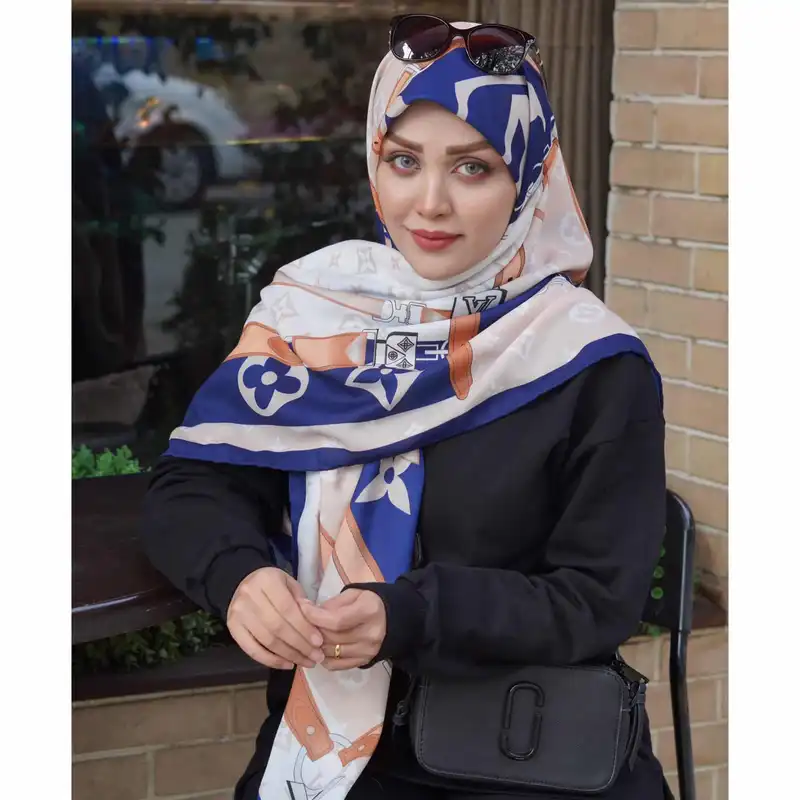 روسری زنانه مدل نخی قواره 140 طرح مزونی جدید کد ana-2707