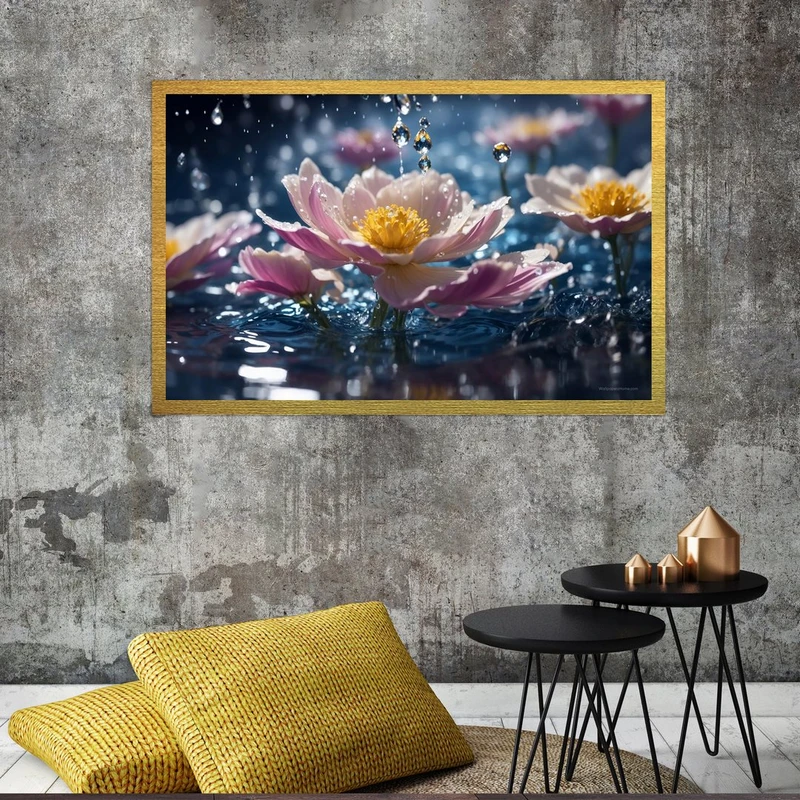 تابلو بکلیت طرح طبیعت و گل مدل قاب شاسی T-S8590