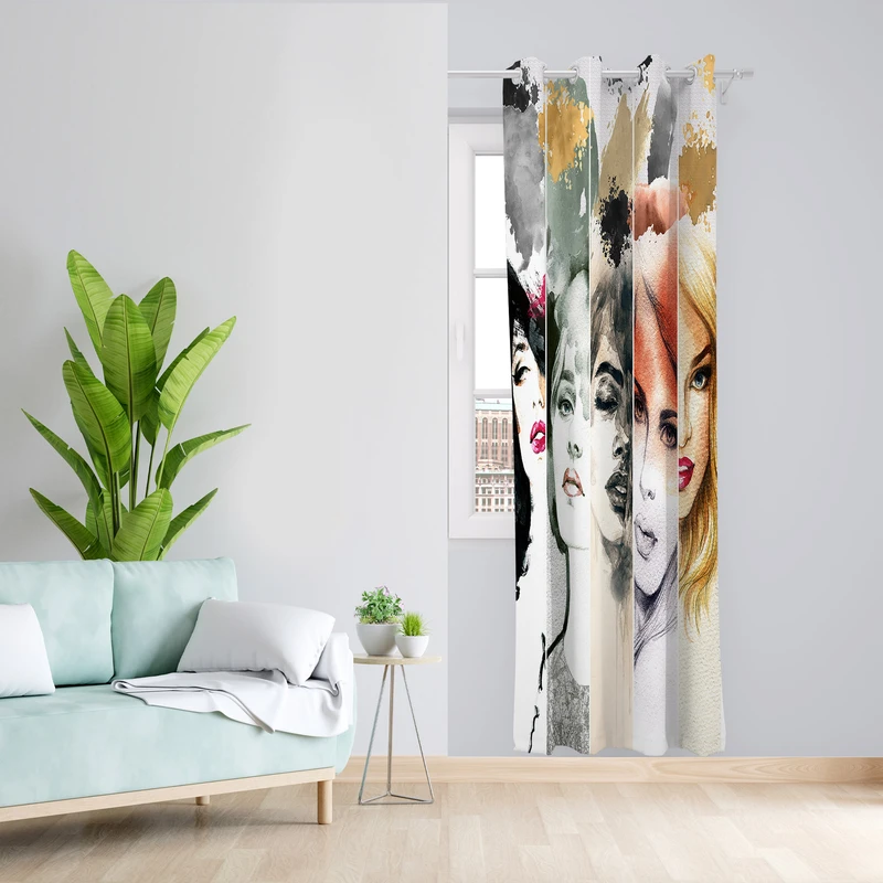 پرده طرح چهره مدل مخمل پانچی کد 1926 z سایز 140x200 سانتی متر