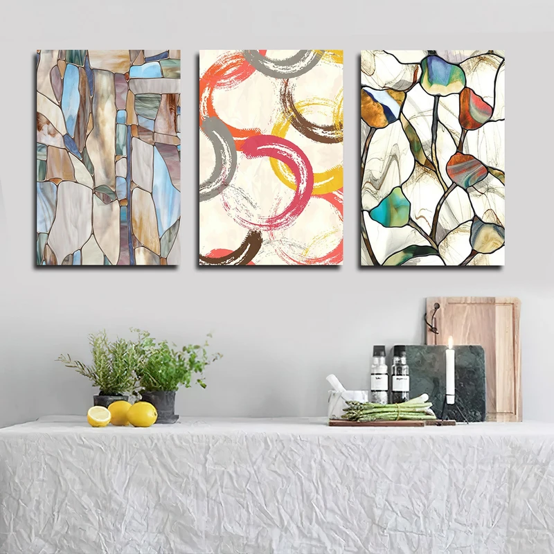 تابلو شاسی بکلیت طرح نقاشی مدرن مدل SH-1800 مجموعه 3 عددی