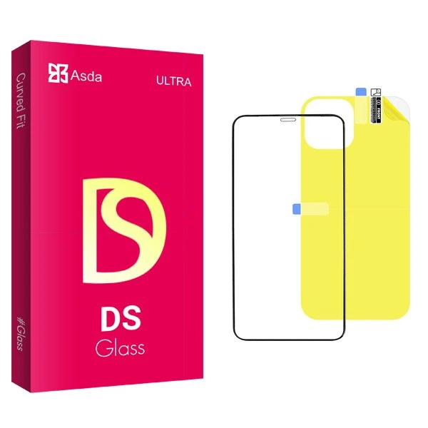 محافظ صفحه نمایش شیشه ای آسدا مدل DS مناسب برای گوشی موبایل اپل iPhone 11 Pro  به همراه محافظ پشت گوشی