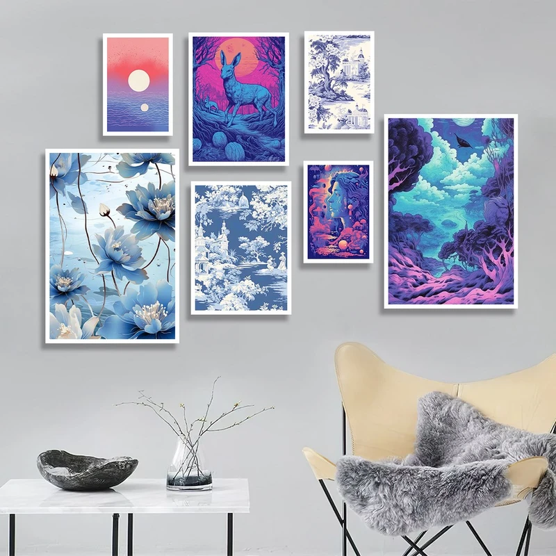 تابلو بکلیت طرح طبیعت زمستان مدل شاین اکلیلی W-1161 مجموعه 7 عددی