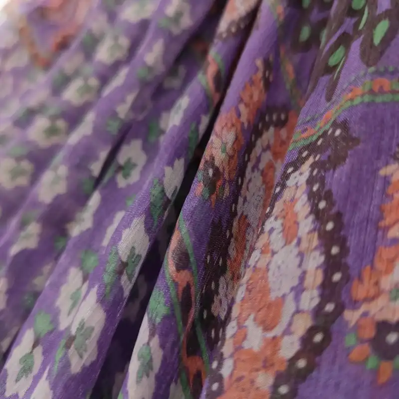 دامن چیندار زنانه مدل حریر تابستانی ۰۳ رنگ بنفش