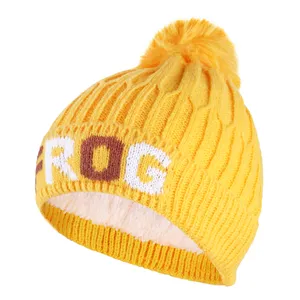 کلاه بافتنی مدل لبه پهن داخل خز طرح FROG