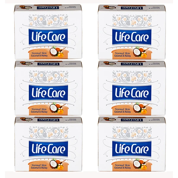 صابون شستشو لایف کر مدل Coconut & Honey وزن 90 گرم بسته 6 عددی