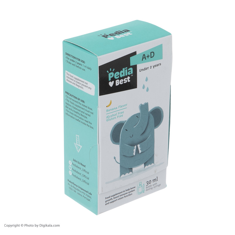 قطره ویتامین آ+د پدیابست با طعم موز - 30 میلی لیتر