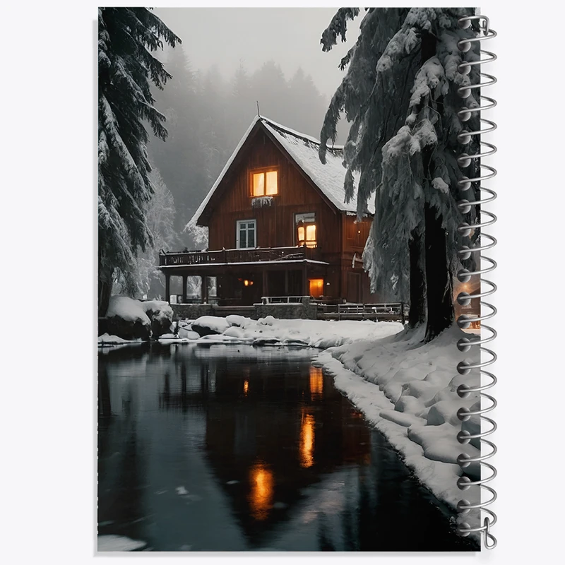 دفتر ژورنال نویسی 50 برگ خندالو مدل نقطه ای طرح کلبه ی برفی کد F8277