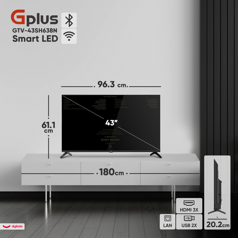 تلویزیون 43 اینچ ال ای دی هوشمند جی پلاس مدل GTV-43SH638N