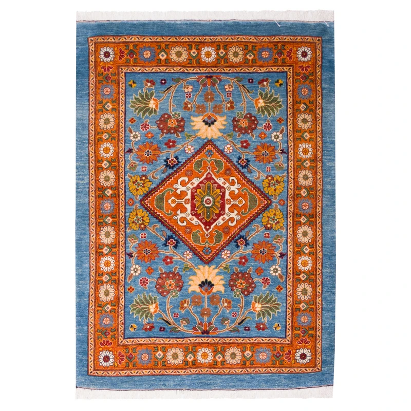  فرش دستباف دو و نیم متری سی پرشیا کد 179620 زمینه فیروزه ای