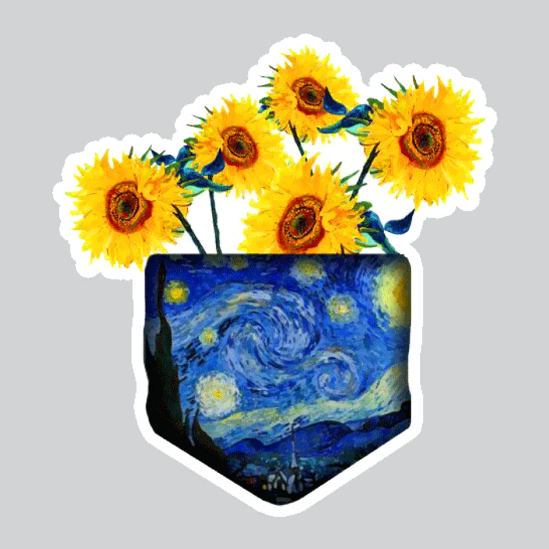 استیکر لپ تاپ پیکسل میکسل مدل گل و شب پر ستاره ونگوک