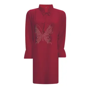 تونیک آستین بلند زنانه مدل نگینی گلدار DKCOP 371