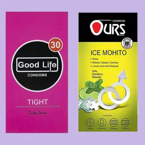 کاندوم گودلایف مدل Tight بسته 12 عددی به همراه کاندوم اورز مدل Ice Mohito بسته 12 عددی