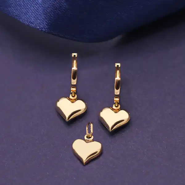 نیم ست طلا 18 عیار زنانه گالری مرجان طرح قلب مدل 1090