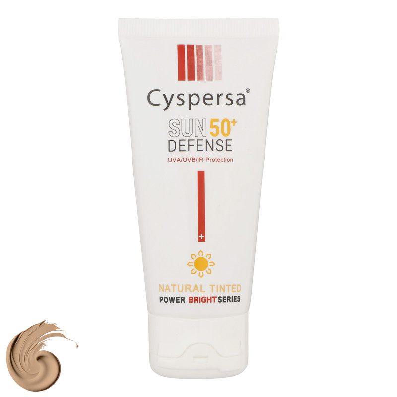 کرم ضد آفتاب رنگی سیسپرسا، SPF50، مدل Power Bright NT، مناسب انواع پوست تنالیته رنگ متوسط و حجم 50 میلی‌لیتر، ‌محافظت کننده در برابر اشعه UVA،IRو UVB، دارای بافت سبک و جذب سریع، روشن‌کننده، آبرسان، ضد لک، با ماندگاری 2 ساعته