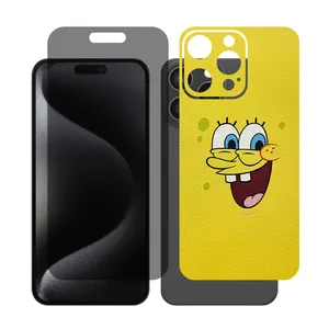 Glass Together model privacy screen protector suitable for Apple iPhone 15 Pro Max mobile phone with cover sticker on the back of the phone