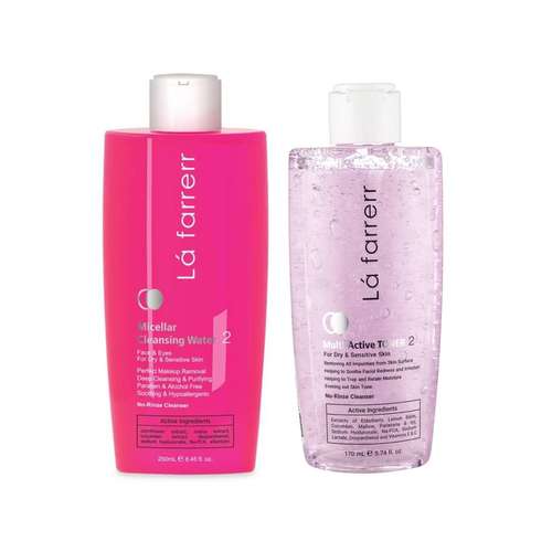 تونر مدل 02 مولتی اکتیو حجم 170 میلی لیتر به همراه محلول پاک کننده آرایش و صورت لافارر مدل 02 حجم 250 میلی لیتر