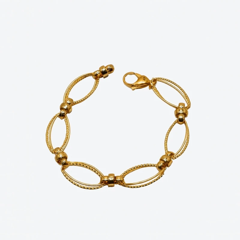 دستبند زنجیری زنانه ژوپینگ مدل بیضی کد D003