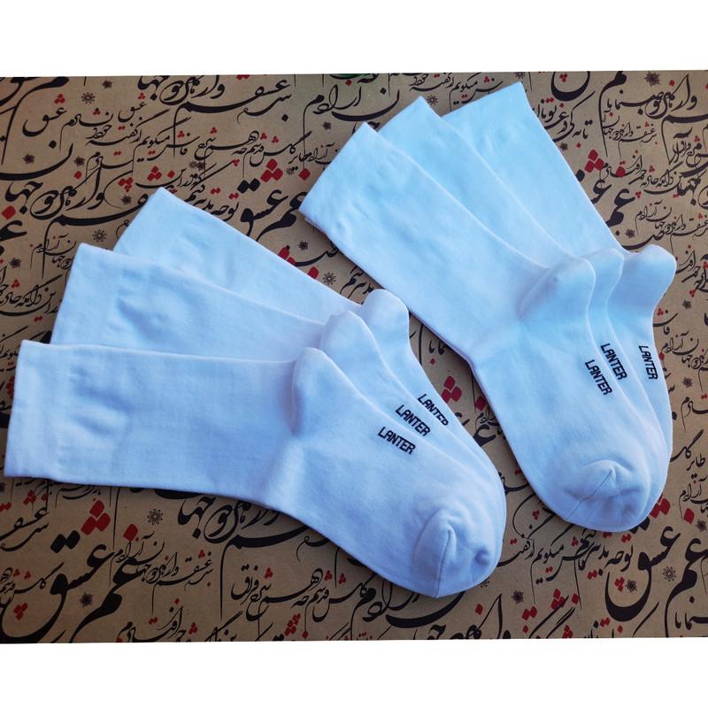 جوراب ساق بلند مردانه لنتر مدل  ساده کد orkid - 012 رنگ سفید بسته  12 عددی