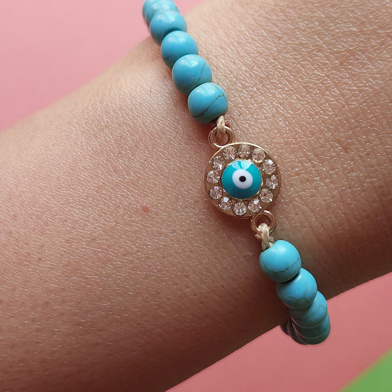 دستبند زنانه مدل فیروزه ای پلاک نگین دار کد HC106 دستبند زنانه مدل فیروزه ای پلاک نگین دار کد HC106