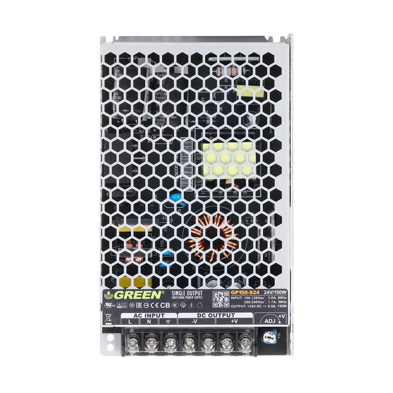 منبع تغذیه سوئیچینگ 24 ولت 6.5 آمپر گرین مدل GP150-S24