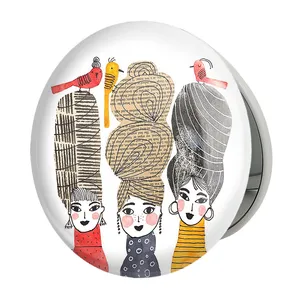 آینه جیبی خندالو طرح دخترونه مدل تاشو کد 6109 