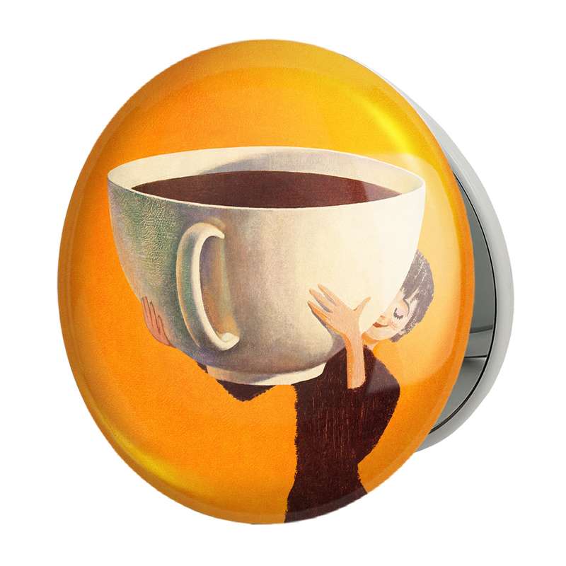 آینه جیبی خندالو طرح قهوه Coffee مدل تاشو کد 22006