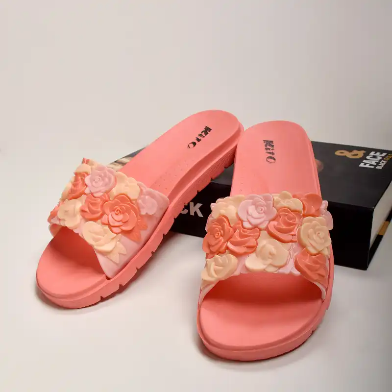 دمپایی زنانه کیتو مدل گلدار ORG.2438