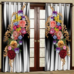 پرده مدل دسته گل هازان پانچی کد 2622 سایز 140x200 سانتی متر