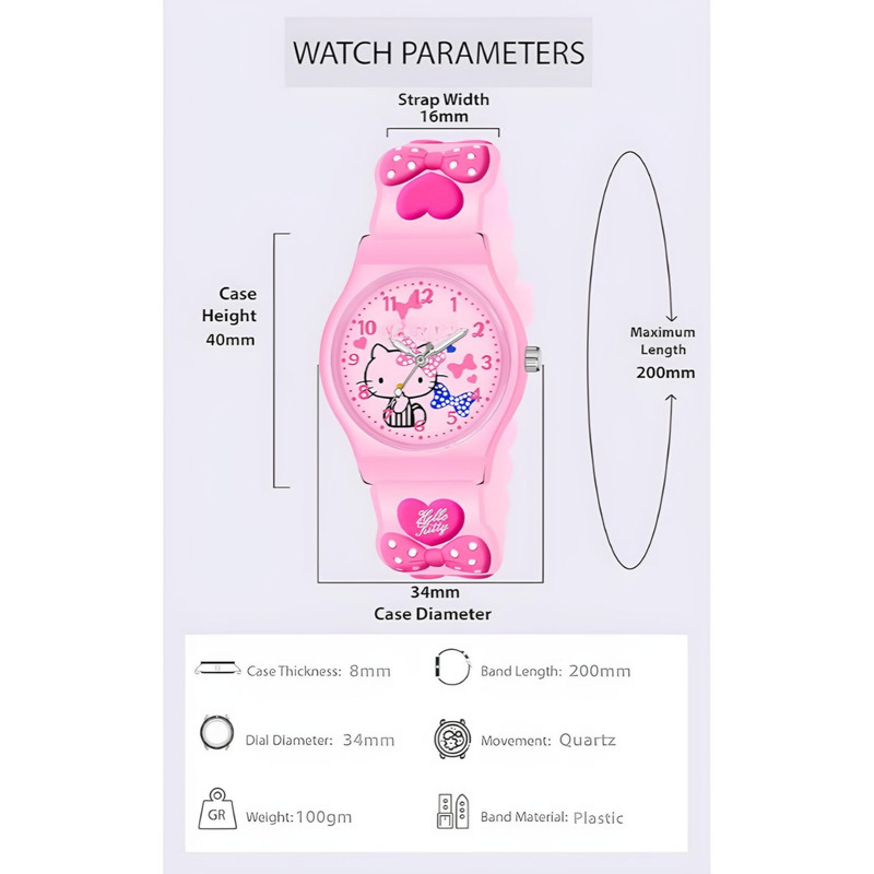 ساعت مچی عقربه ای بچگانه مدل بند سیلیکونی طرح هلو کیتی