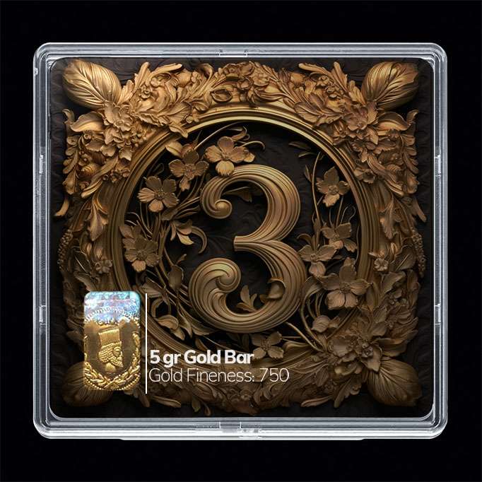 شمش طلا 18 عیار مدوپد مدل عدد 3 کد SG10183