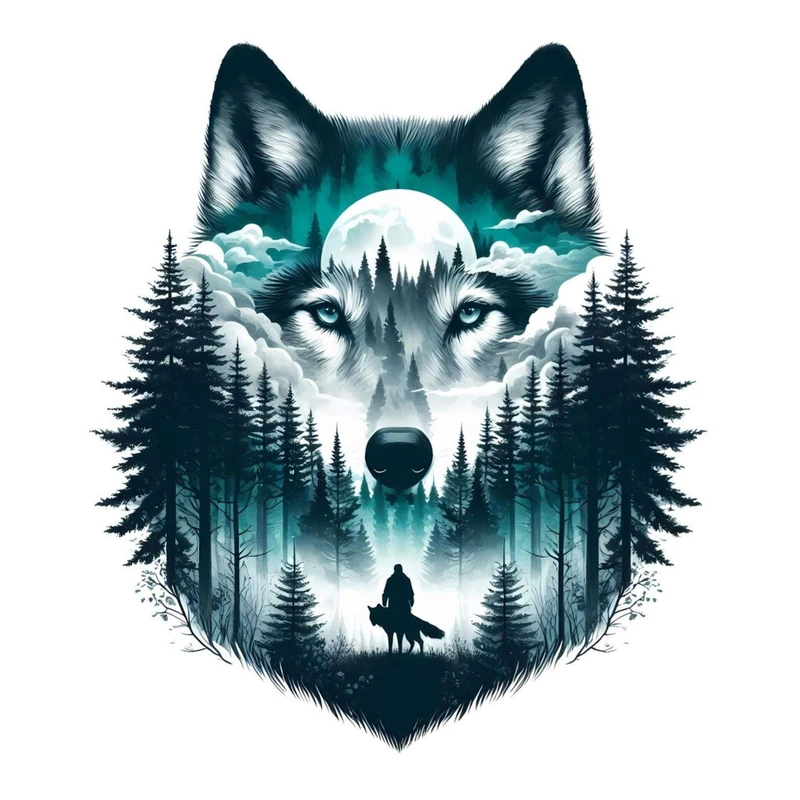 استیکر پارچه و لباس پاد آفرین مدل فانتزی گرگ کد 100