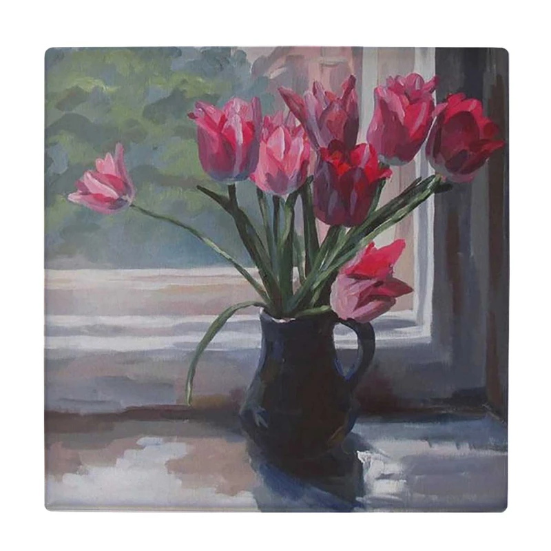  زیر لیوانی  طرح نقاشی گلدان گل پشت پنجره کد    5849420_4303