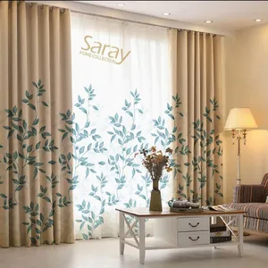 پارچه پرده ای ساتن،عرض۲.۹۵ متر،رنگ سبزآبی،برند سارای،مدل آیریش