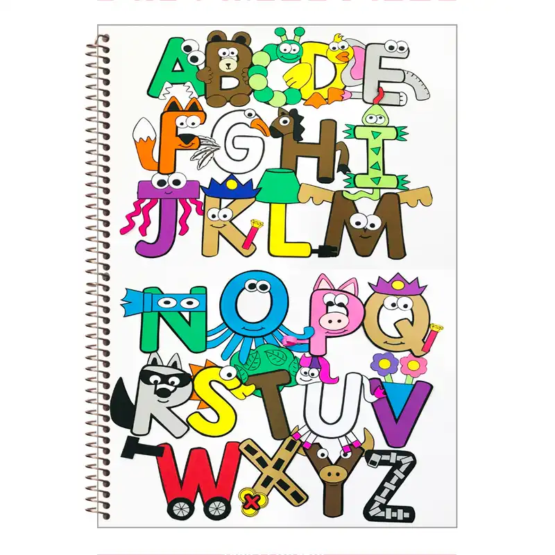 دفتر زبان مجنتا طرح حروف انگلیسی کد 1