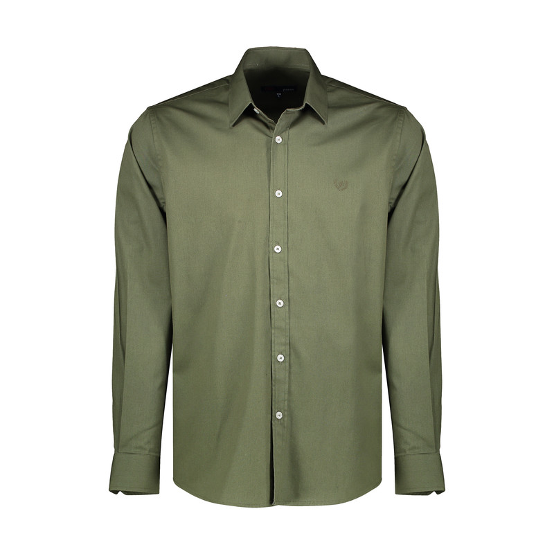 پیراهن آستین بلند مردانه پاتن جامه مدل کتان 102721010332335 رنگ سبز