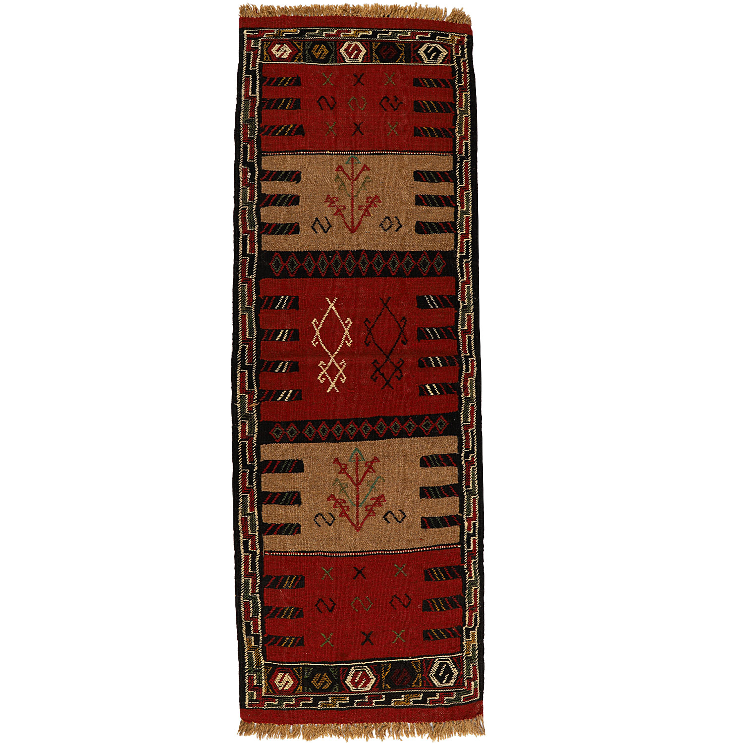 گلیم دستبافت کناره طول دو متر کد 140229