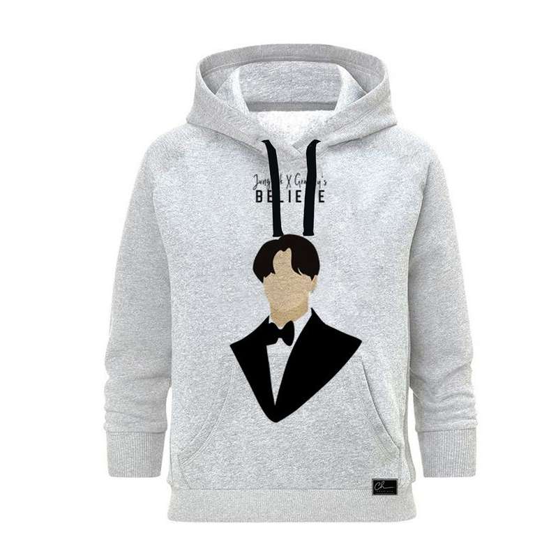 هودی زنانه مدل BTS کد B102 رنگ طوسی