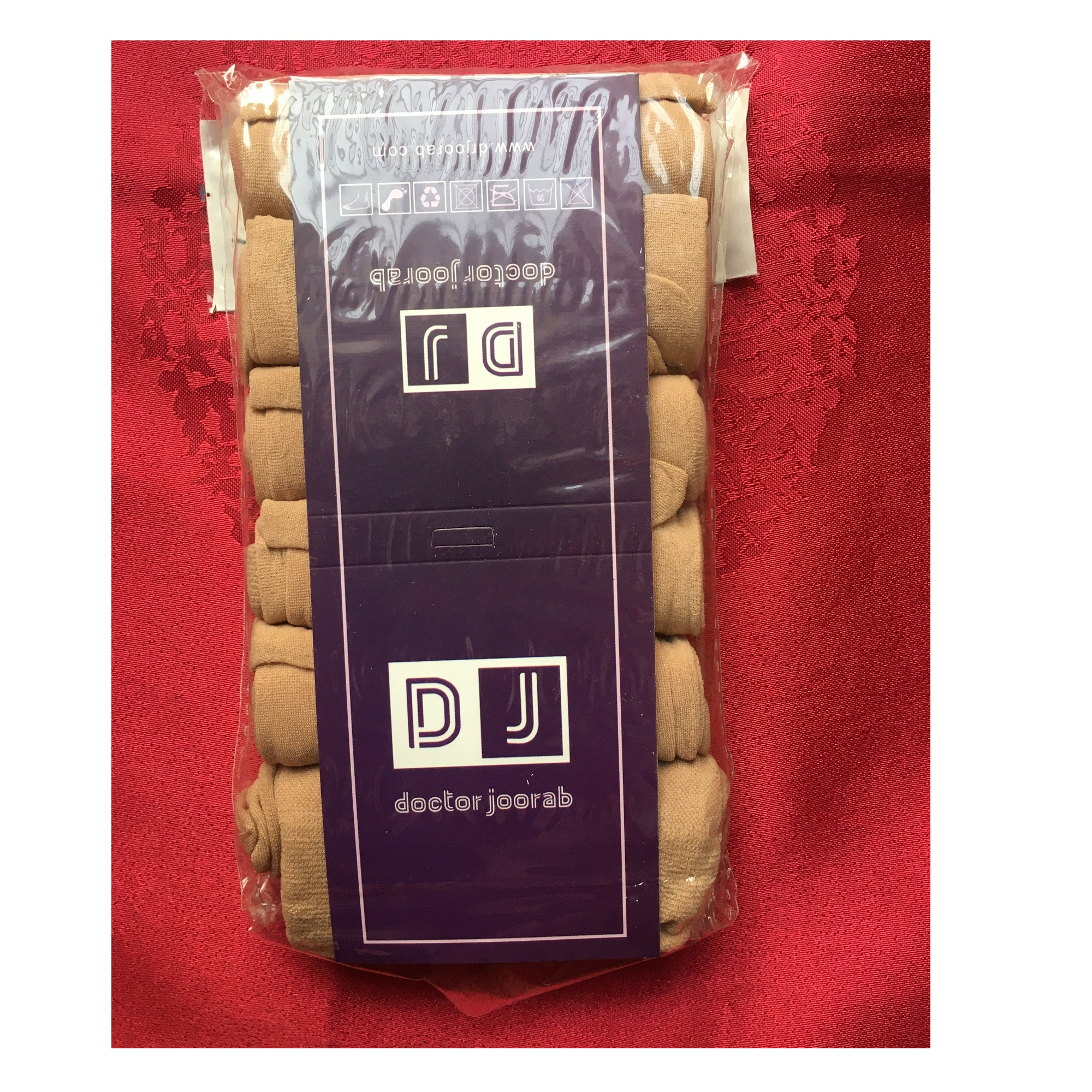 جوراب زنانه مدل شیشه ای رنگ کرم بسته 6 عددی