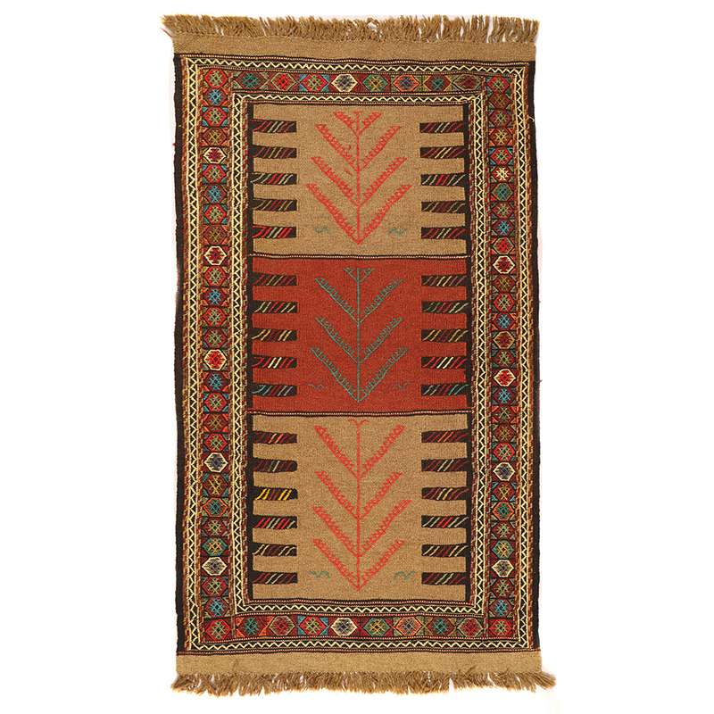 گلیم دستبافت یک و نیم متری طرح سفره کردی کد 1404132