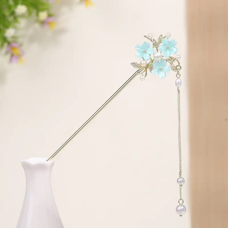 گیره مو زنانه مدل کانزاشی طرح گل کوکب