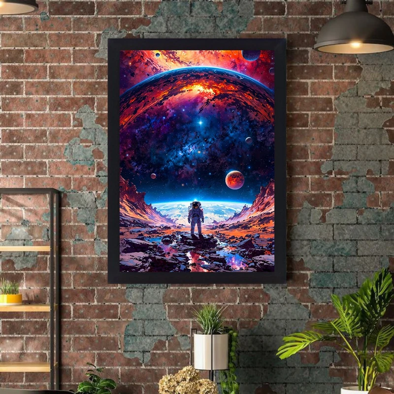 تابلو طرح فضا و کهکشان کد 204 فریم مشکی